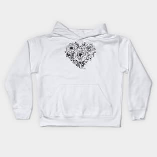 Foral Heart Bouquet Kids Hoodie